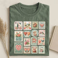 Unisex Vintage Valentines Stamps Washed Folded T-shirt