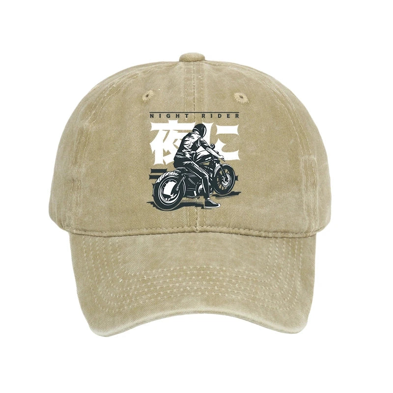 Motorcyclist Japanese Night Rider Washed Cap