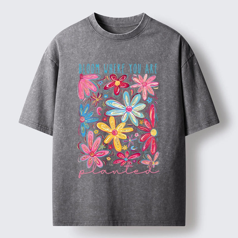 Positive Flower Vibe Washed T-Shirt