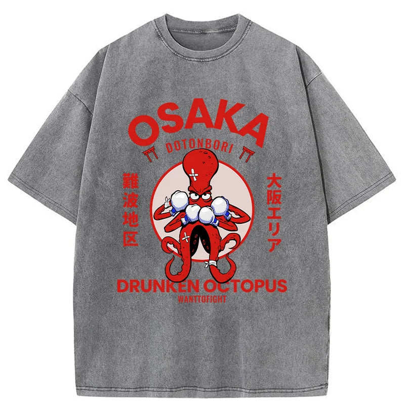 Osaka Octopus Monster Japan Washed T-Shirt
