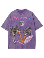 Unisex Pizzavore Printed Washed Tee