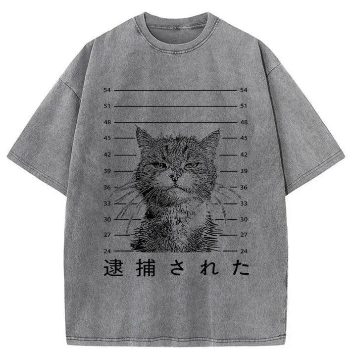 Cat That Was Arrested Washed T-Shirt