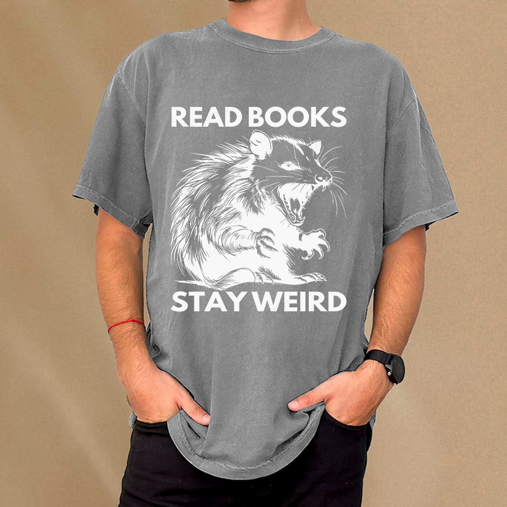 Read Books Stay Weird Unisex Washed T-shirt