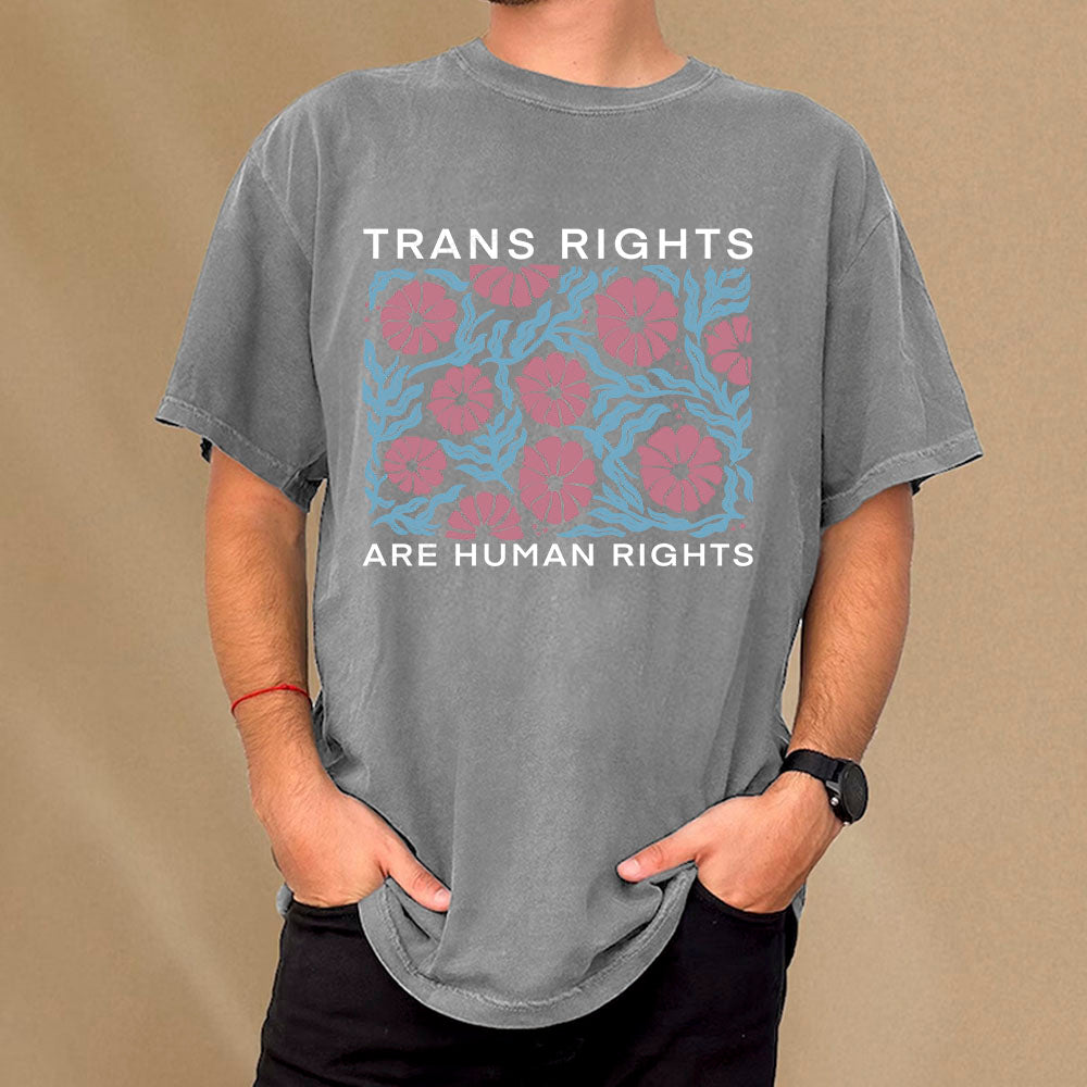 Trans Rights Are Human Rights Unisex Washed T-shirt