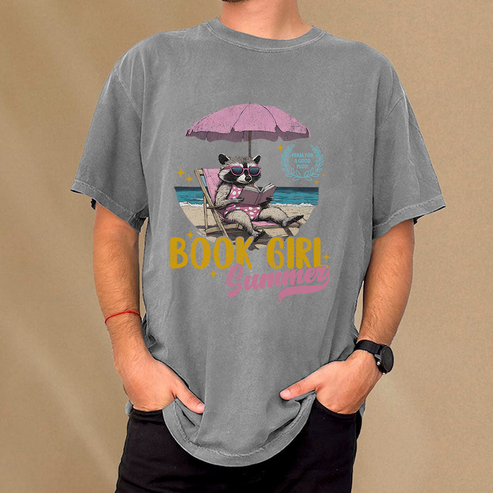 Book Girl Summer Unisex Washed T-shirt