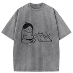Warrior And Cat Are Both Hungry Washed T-Shirt