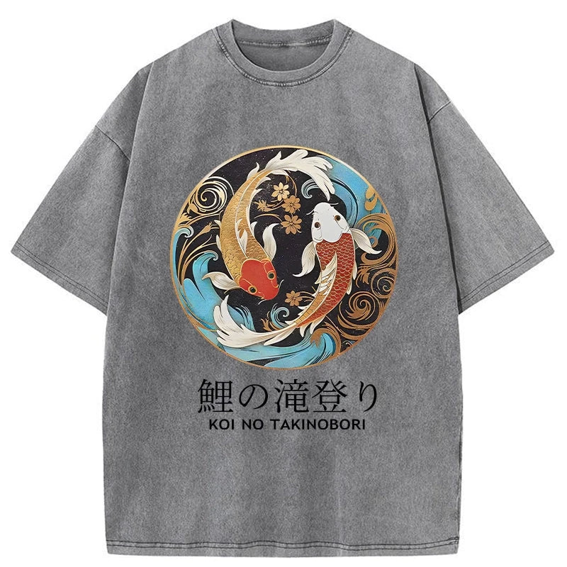 Two Koi Carps Washed T-Shirt
