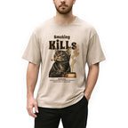 Smoking Mills Cat Meme Washed T-Shirt