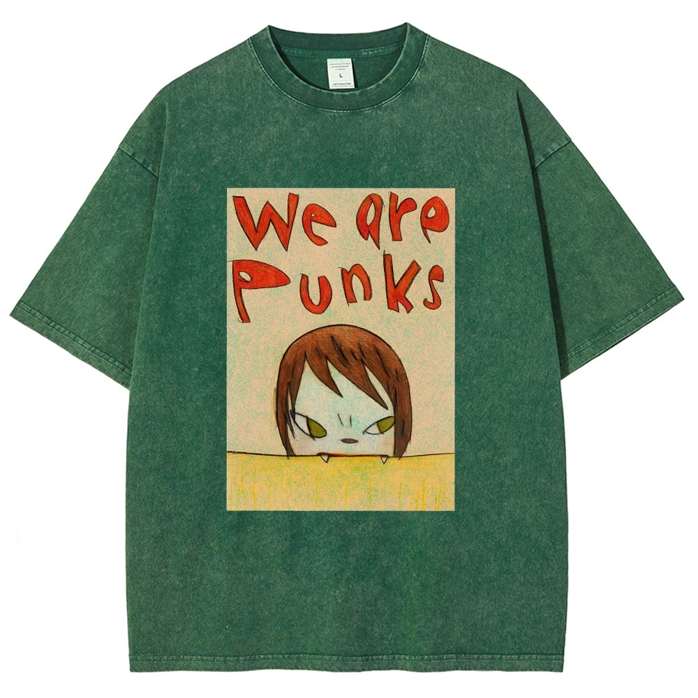 Yoshitomo Nara We Are Punks Vintage Wash Japanese Design T-Shirt