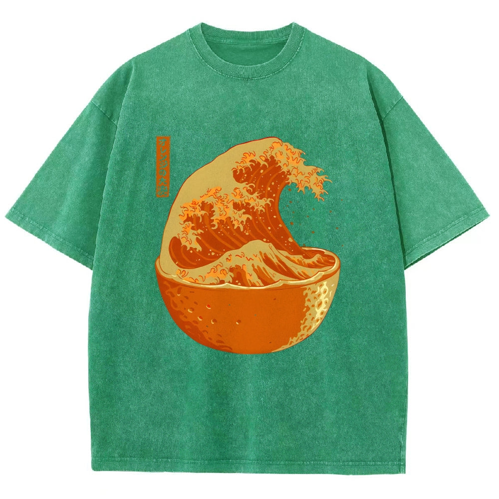 The Great Wave Off Orange Washed T-Shirt