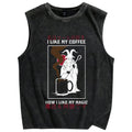 I Like My Coffe How I Like My Magic Vintage Distressed Washed Tank Top
