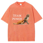 Unisex Team Punch Printed Washed Folded T-shirt