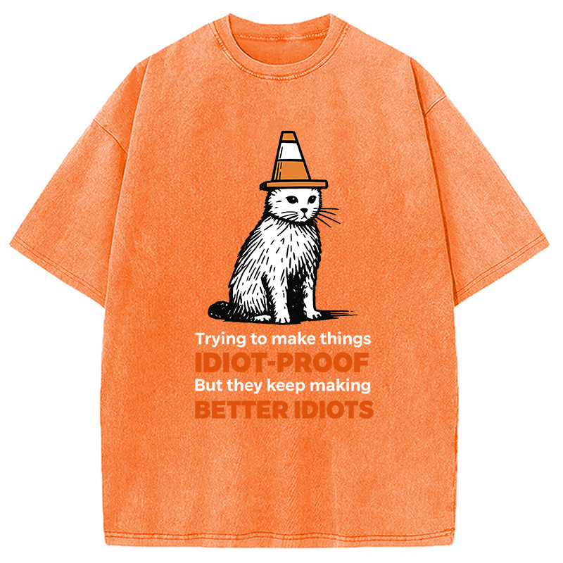 Stupid Cat Washed T-Shirt