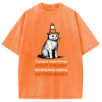 Stupid Cat Washed T-Shirt