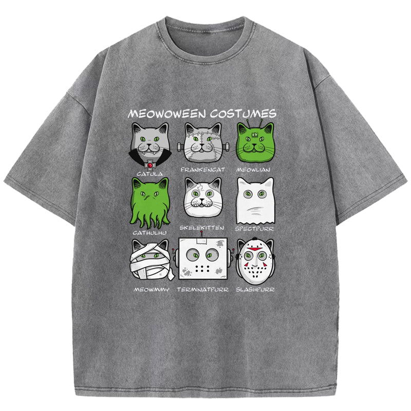 Meowoween Costumes Washed T-Shirt