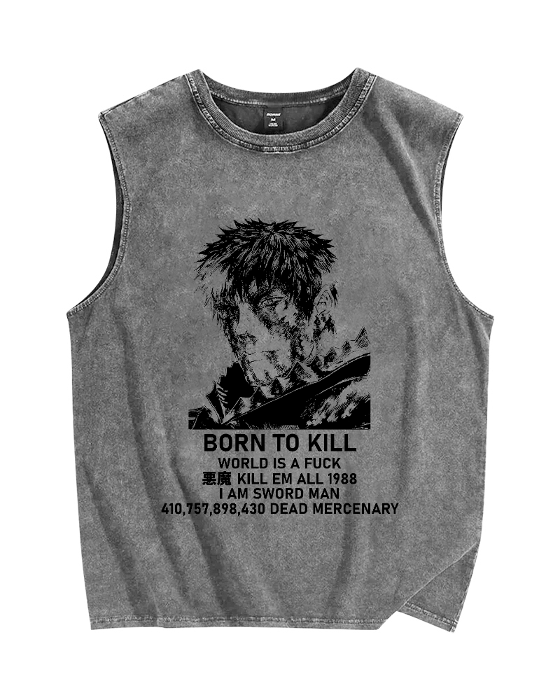 Born to Kill Vintage Distressed Washed Tank Top