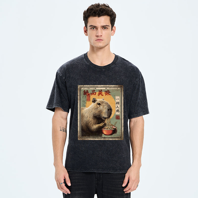 Unisex Capybara's Ultimate Feast Washed T-Shirt