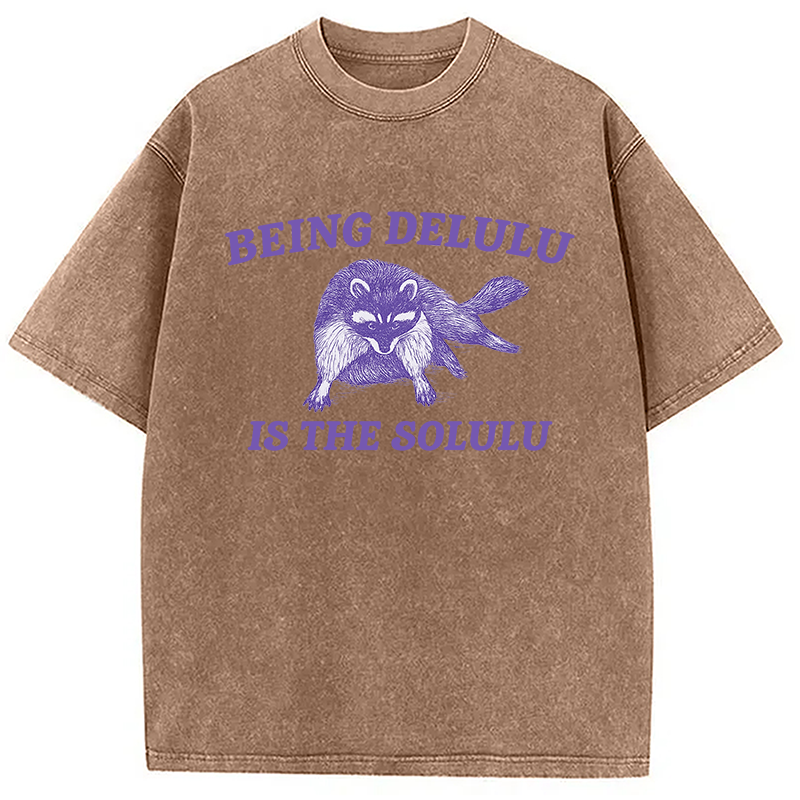 Funny Delusional Raccoon Washed T-Shirt