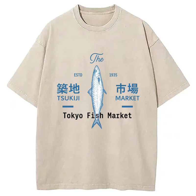 Tsukiji Tokyo Fish Market Vintage Washed T-Shirt