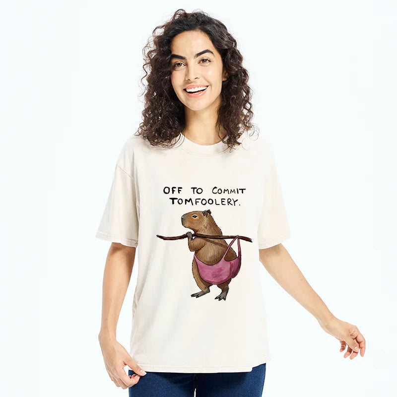 Unisex Capybaras That Do Bad Things Washed T-Shirt