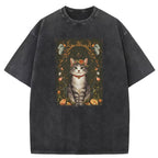 Cat & Flowers 2.0 Washed T-Shirt