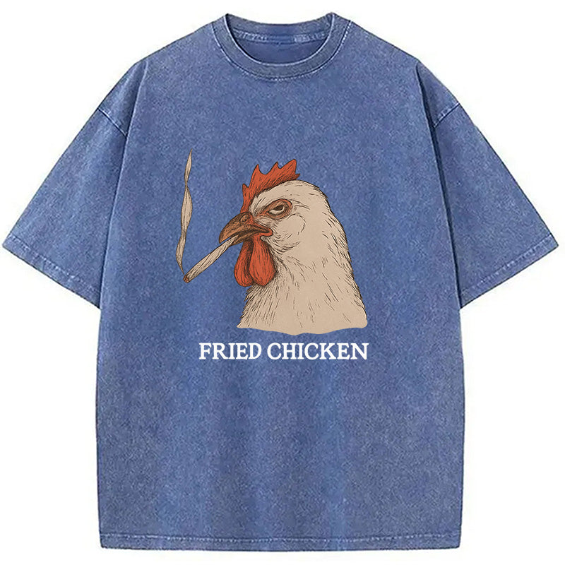 Fried Chicken 420 Smoking Meme Washed T-Shirt