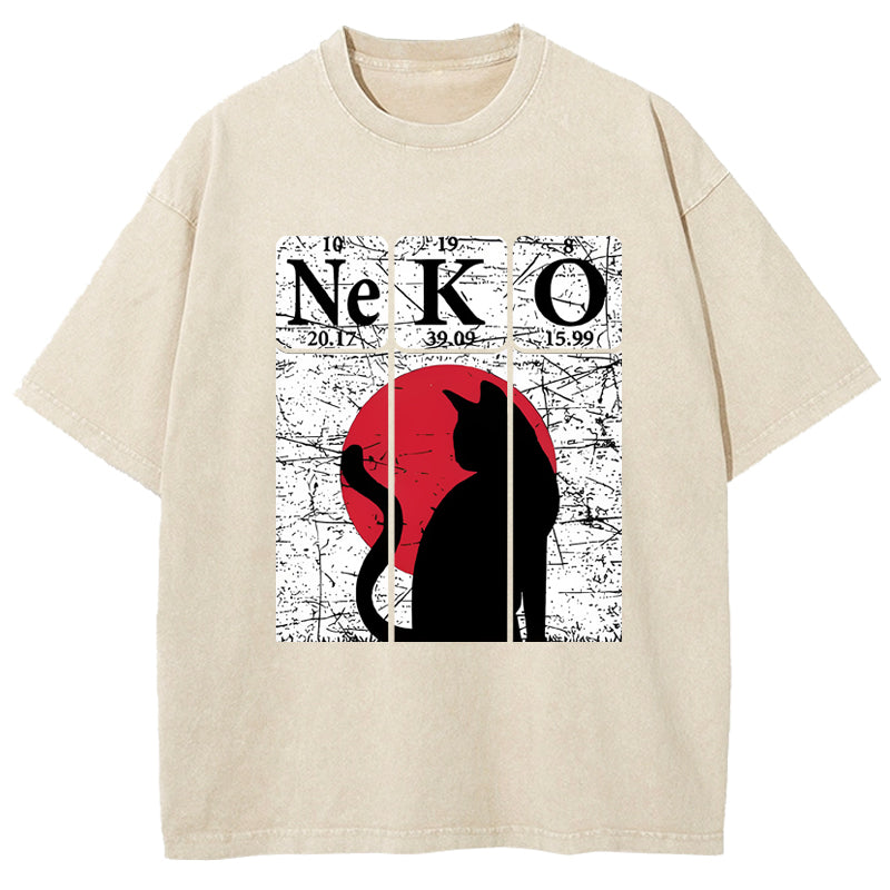 Vintage Cat Silhouette Washed T-Shirt
