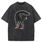 Black Cat & Red Role Washed T-Shirt