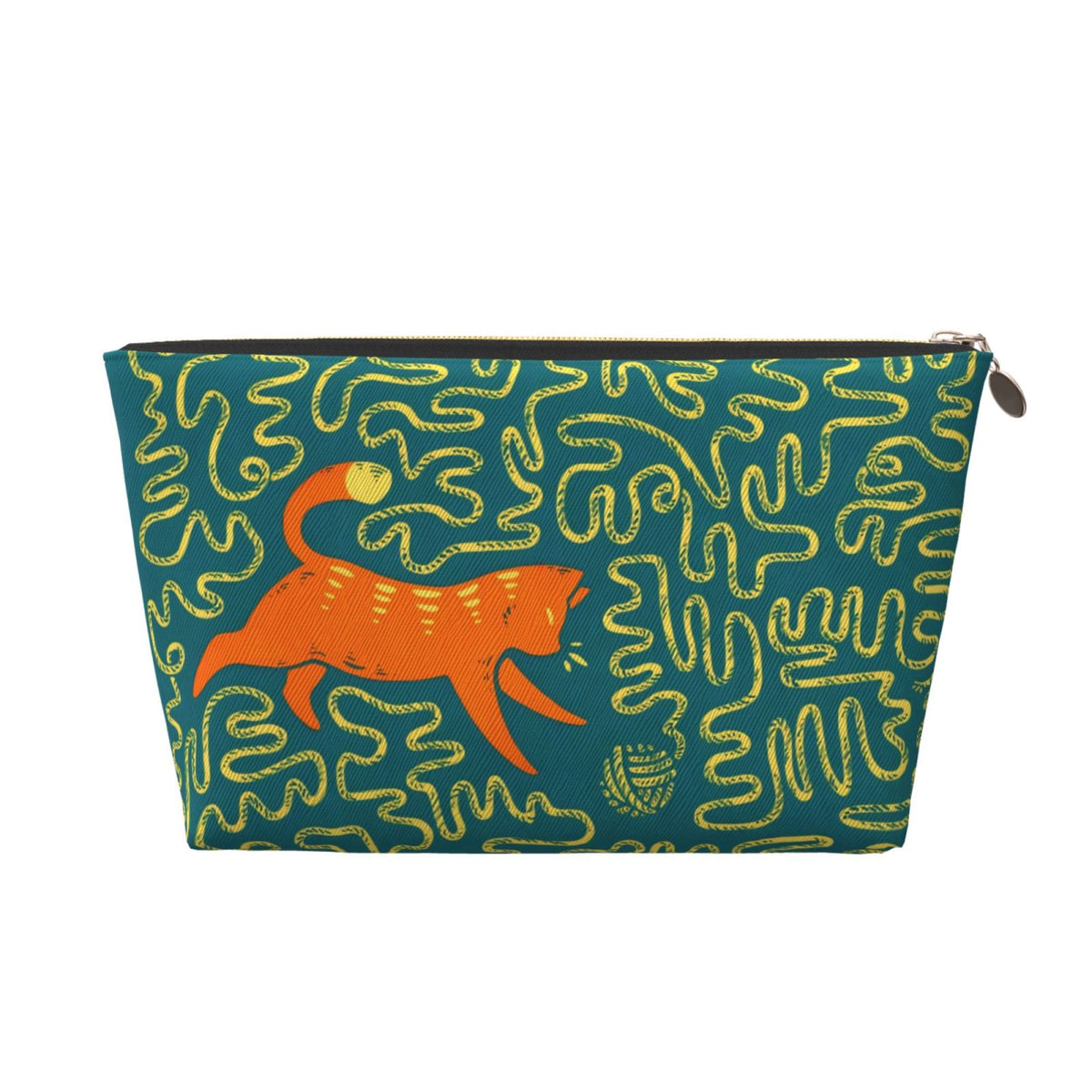 Cat Playing Yarn Lines Printed Makeup Bag