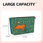 Cat Playing Yarn Lines Printed Makeup Bag