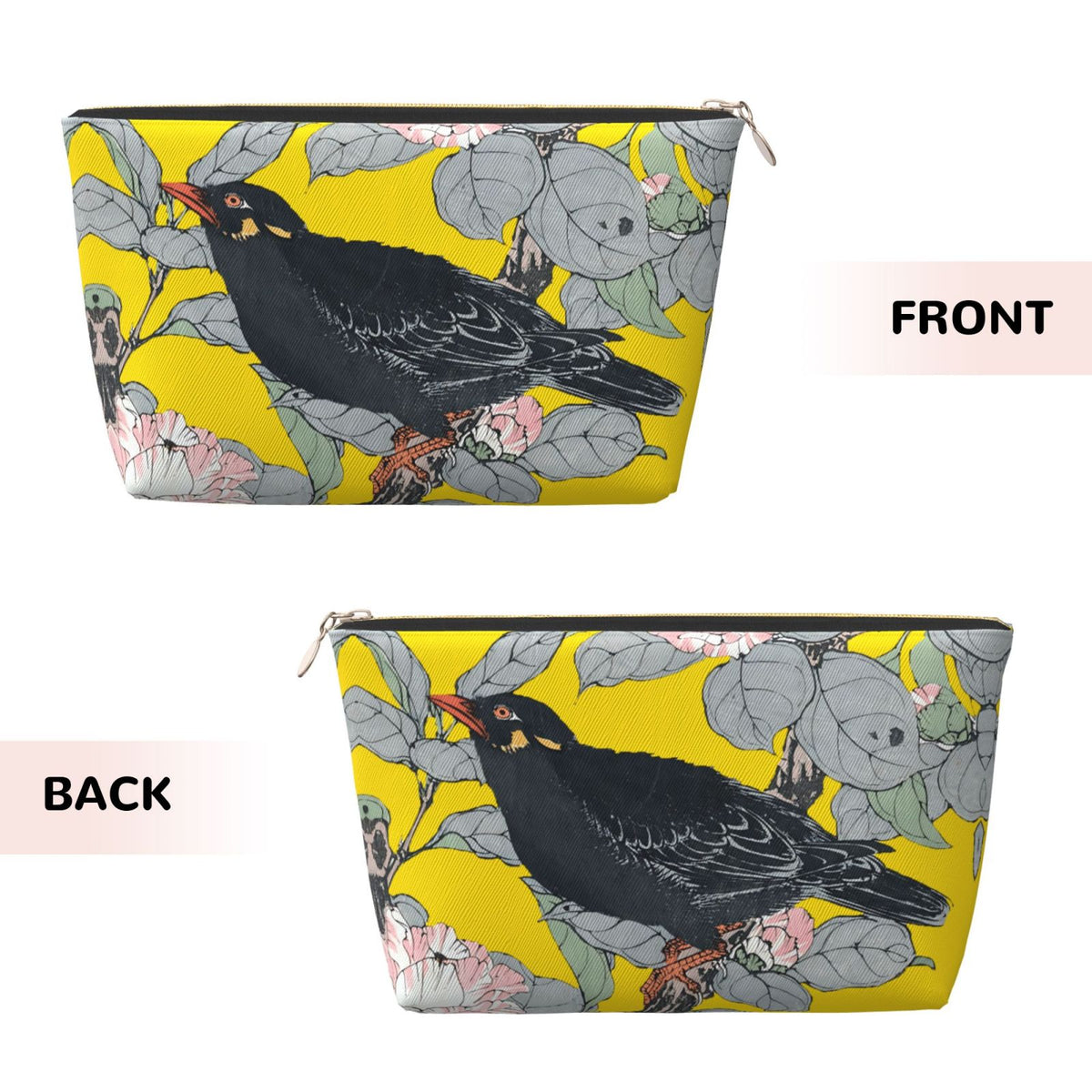 Vintage Bird in Flowers Printed Makeup Bag