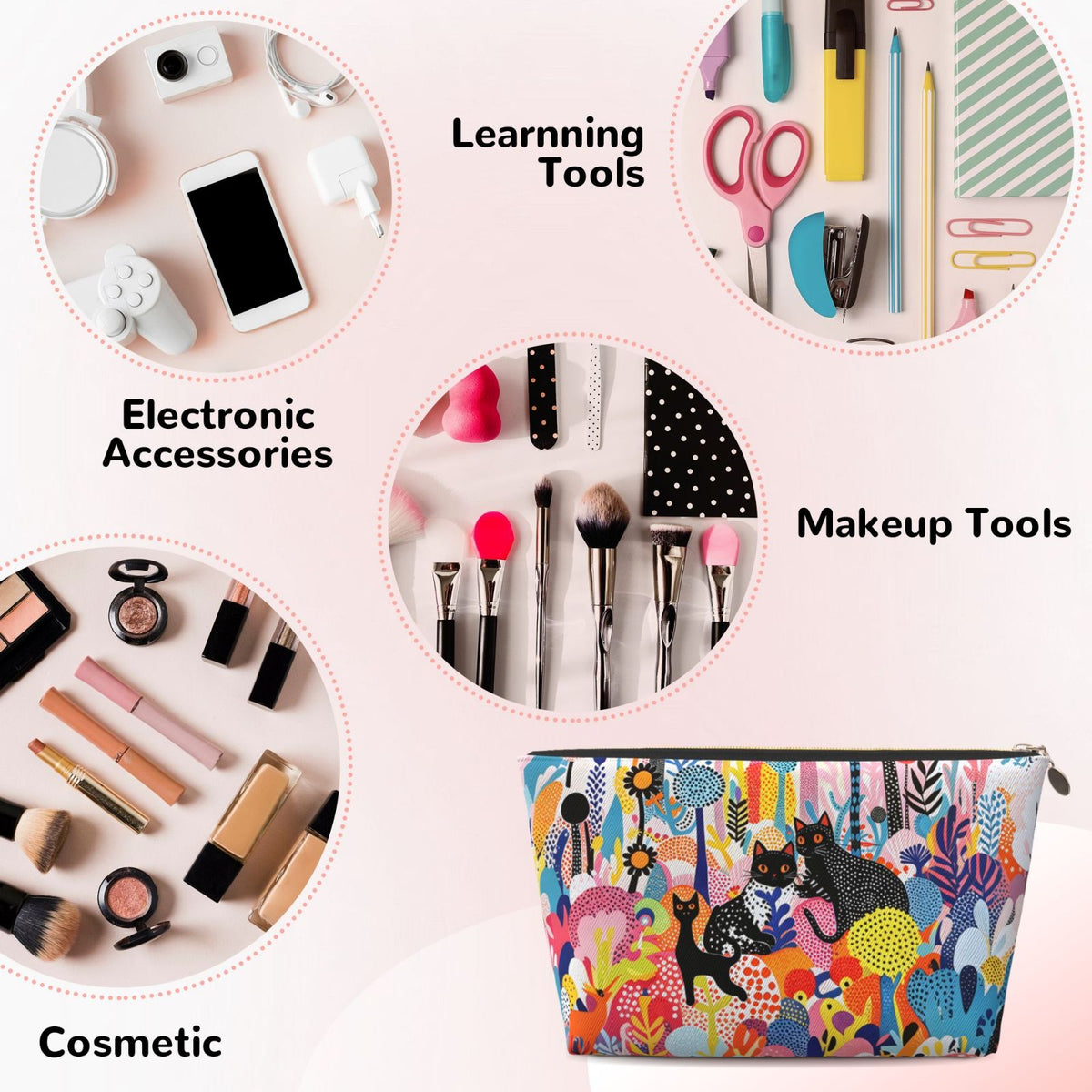 Yayoi Kusama Cat Printed Makeup Bag