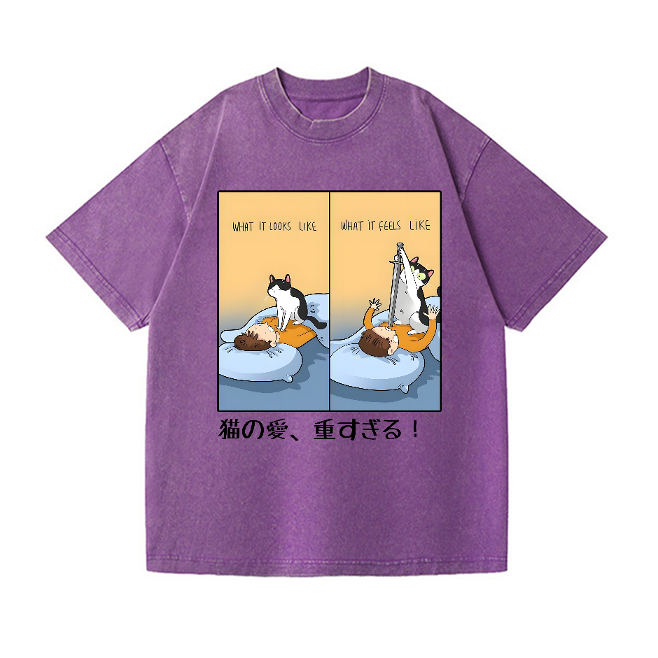 Cat Love Vintage Wash Japanese Design T-Shirt