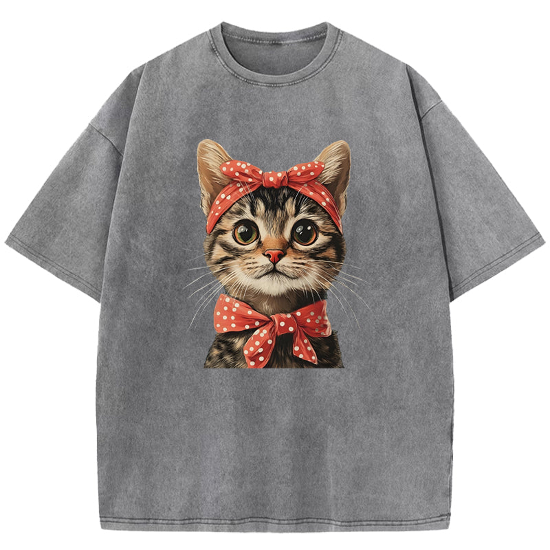 Kerchief Cat Washed T-Shirt