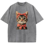 Kerchief Cat Washed T-Shirt