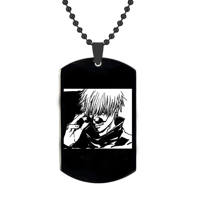 Animation Peripheral Accessories Spell Return Necklace Gojo Satoru Cartoon Character Image Stainless Steel Laser Engraving Pendant