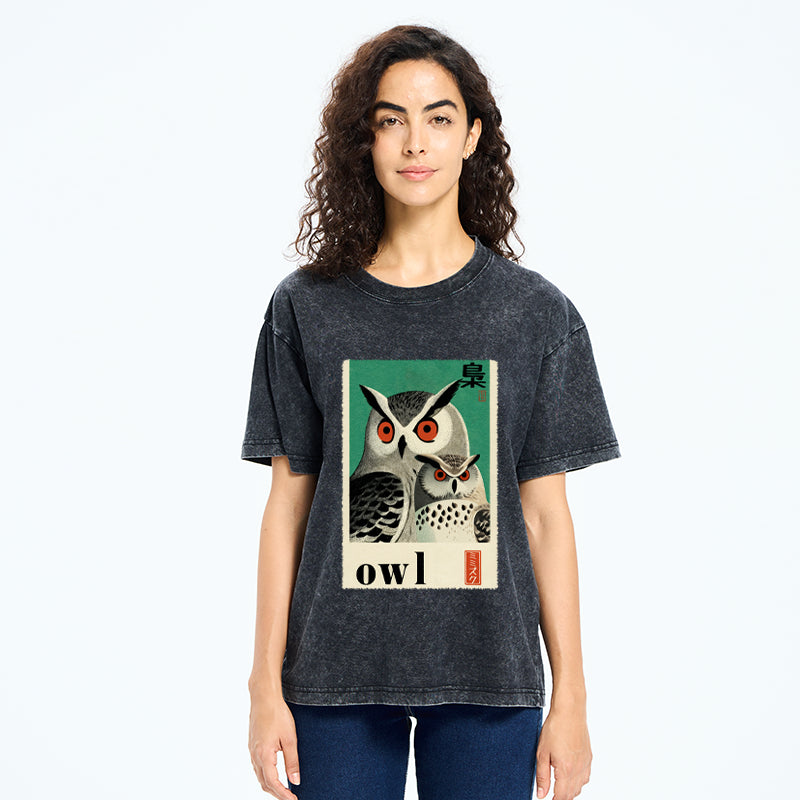 Unisex Eagle Owls Washed T-Shirt