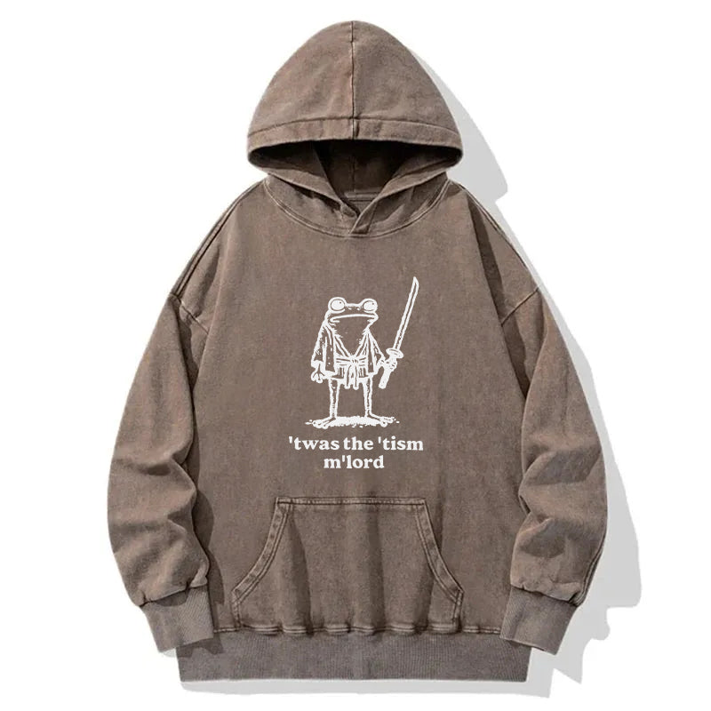 Focused Samurai Frog Washed Hoodie