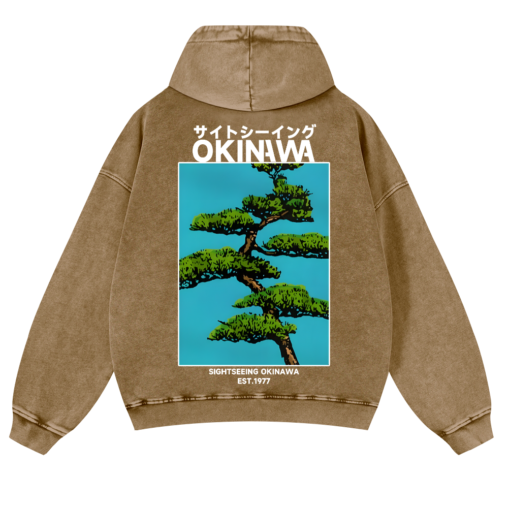 Okinawa Vintage Washed Cotton Back Art Hoodie