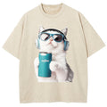 Music Cat Washed T-Shirt