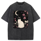 Siam and the Moonlit Night Washed T-Shirt