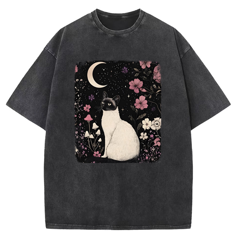 Siam and the Moonlit Night Washed T-Shirt