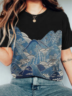 Mountains & Waves Landscape Japanese Art Vintage T Shirt
