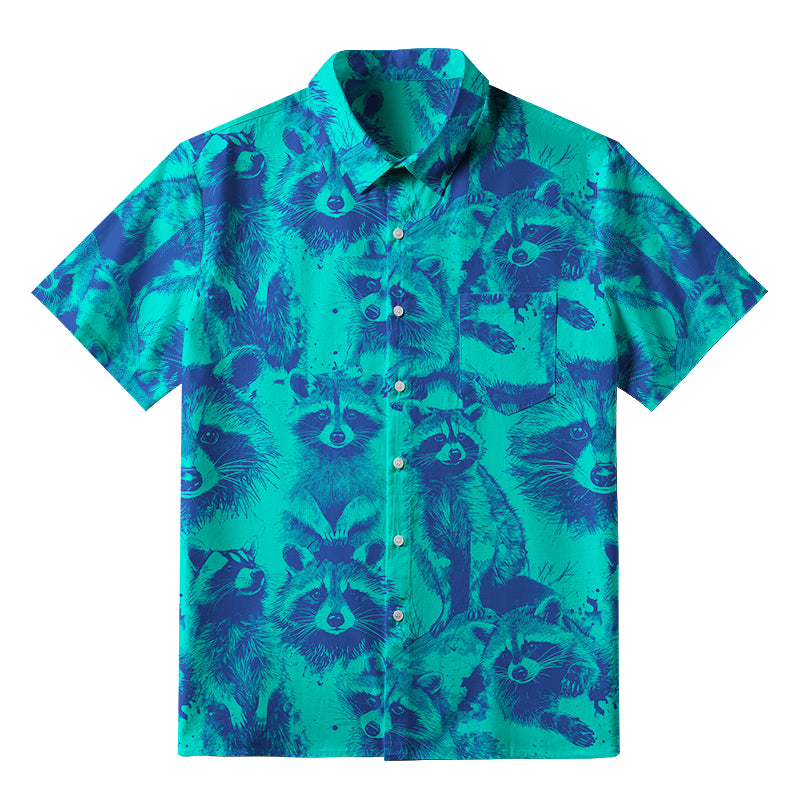 Playful Raccoon Frenzy Button-up Shirt