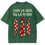 Polka Dot Fish Washed Vintage Short Sleeves T-Shirt