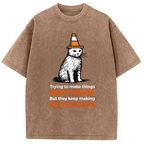 Stupid Cat Washed T-Shirt