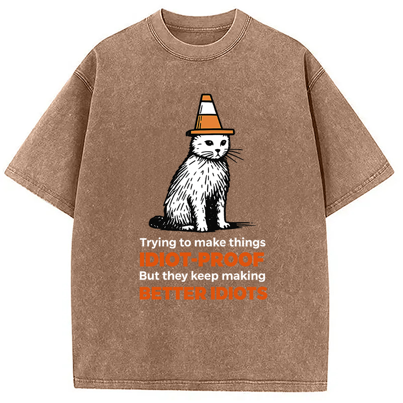 Stupid Cat Washed T-Shirt