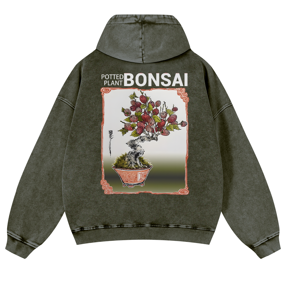 Bonsai Vintage Washed Cotton Back Art Hoodie