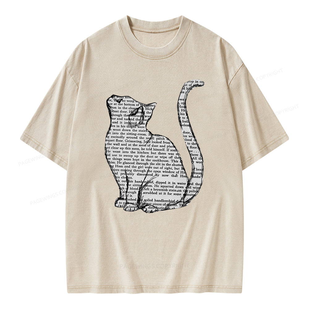 Lots Of Books And Cute Cats Unisex Washed T-shirt