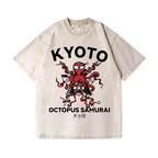Kyoto Octopus Samurai Vintage Wash Japanese Design T-Shirt